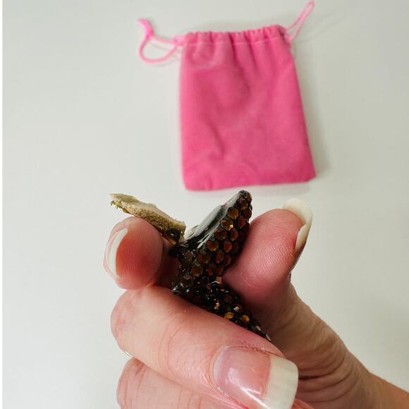 Vintage Richard Kerr Bronze Rhinestone Chunky Clip Earrings - Picture 7 of 8